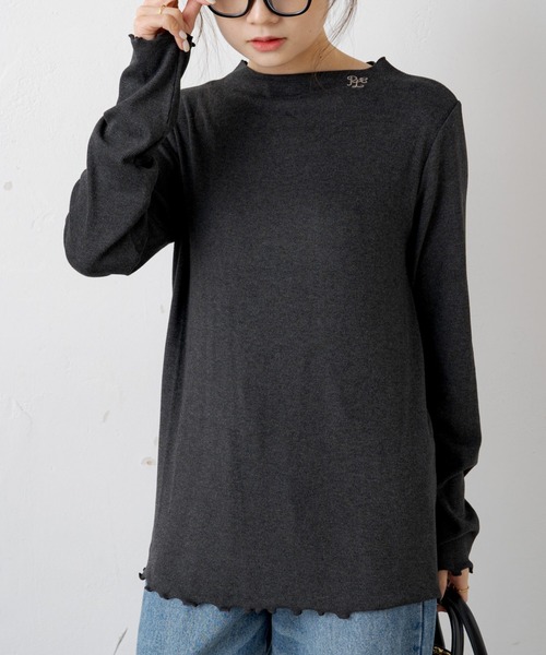 PUAL CE CIN(ピュアルセシン)の「ロゴ刺繍プチハイネックプルオーバー(Tシャツ/カットソー・レディース・アイボリー/ブラック・FREE)」の8枚目の写真