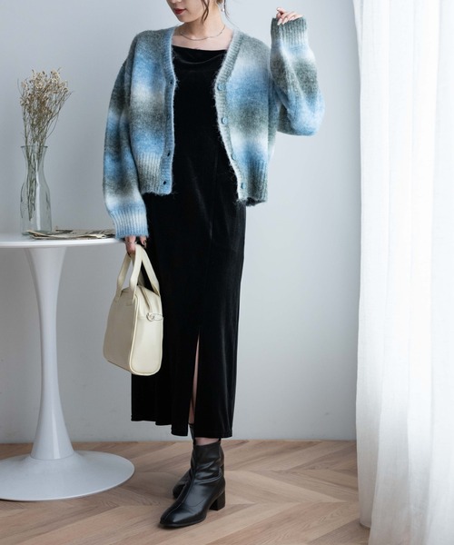 WEGO（ウィゴー）の「WEGO/2WAYベロアキャミワンピ（ワンピース・レディース・ブラック/グリーン・FREE）」の2枚目の写真