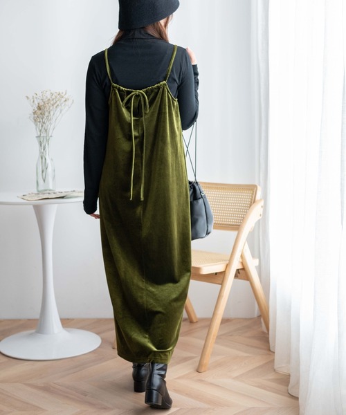 WEGO（ウィゴー）の「WEGO/2WAYベロアキャミワンピ（ワンピース・レディース・ブラック/グリーン・FREE）」の9枚目の写真