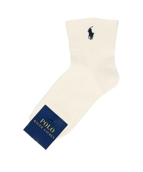 POLO RALPH LAUREN（ポロ ラルフ ローレン）の「POLO RALPH LAUREN レディース オーガニックコットン混 ワンポイント ダブルフラット ショートソックス 03207213（ソックス/靴下・レディース・ブラック/ネイビー/オフホワイト/ライトグレー/ピンク系その他/マルーン/ベージュ・22-24cm）」の2枚目の写真