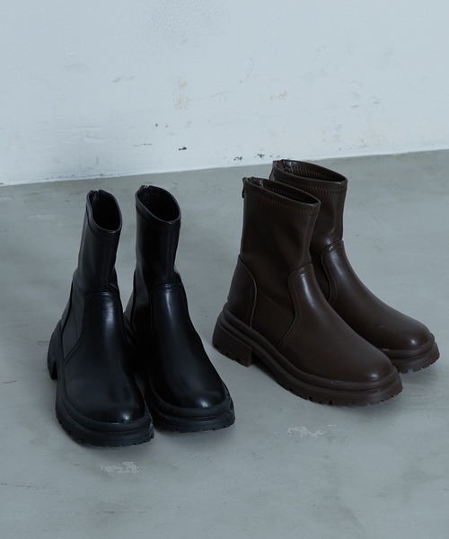 paravion（パラビオン）の「ストレッチボリュームソールブーツ（ブーツ・レディース・ブラック/ブラウン・37）」の12枚目の写真