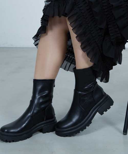 paravion（パラビオン）の「ストレッチボリュームソールブーツ（ブーツ・レディース・ブラック/ブラウン・37）」の9枚目の写真