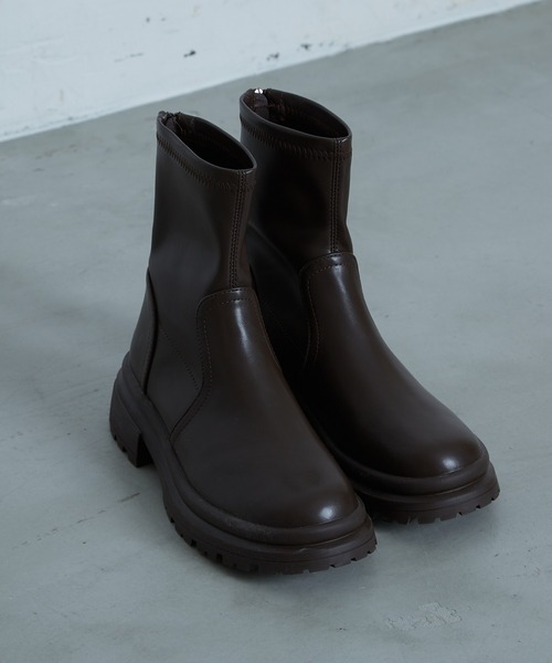 paravion（パラビオン）の「ストレッチボリュームソールブーツ（ブーツ・レディース・ブラック/ブラウン・37）」の3枚目の写真