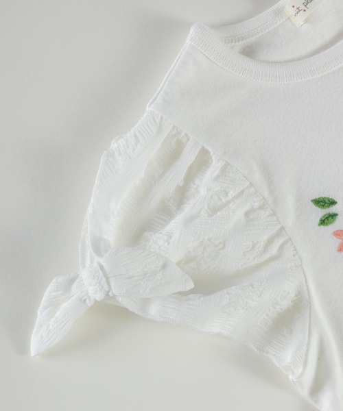 KP（ケーピー）の「チェックシフォン袖のロゴ半袖Tシャツ(100～130)（Tシャツ/カットソー・キッズ・ミント/オフホワイト・110cm/120cm/130cm）」の4枚目の写真