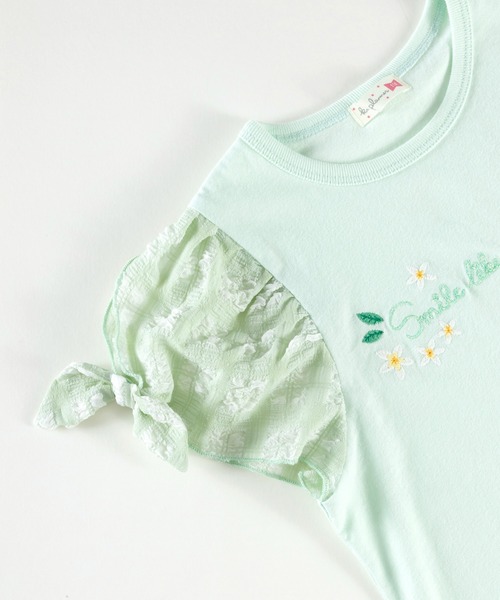 KP（ケーピー）の「チェックシフォン袖のロゴ半袖Tシャツ(100～130)（Tシャツ/カットソー・キッズ・ミント/オフホワイト・110cm/120cm/130cm）」の19枚目の写真