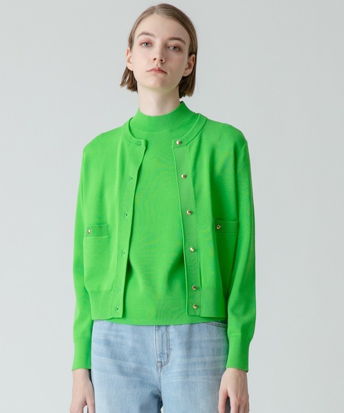 allureville(アルアバイル)の「ポケットクルーカーディガン(ニット/セーター・レディース・レッド/キャメル/ブラック/ブラック系その他/グリーン/オフホワイト/ベージュ/ブルー・2)」の5枚目の写真