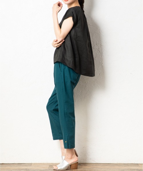 aunt lily(アントリリー)の「フレンチリネンフロントギャザー切替プルオーバー(シャツ/ブラウス・レディース・チャコールグレー/ライトブルー/オレンジ・7号/9号/11号/13号/15号)」の6枚目の写真