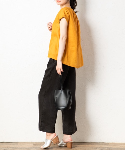 aunt lily(アントリリー)の「フレンチリネンフロントギャザー切替プルオーバー(シャツ/ブラウス・レディース・チャコールグレー/ライトブルー/オレンジ・7号/9号/11号/13号/15号)」の17枚目の写真