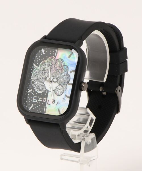 ScoLar（スカラー）の「SJ-019：スクエアラバーウォッチ（アナログ腕時計・レディース・ブラック/オフホワイト・FREE）」の13枚目の写真