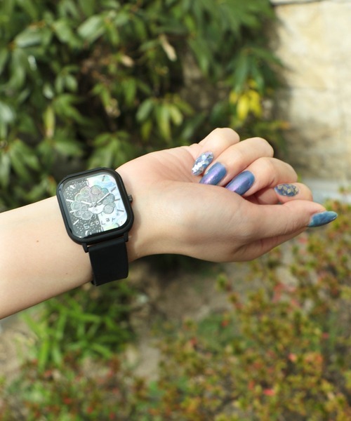 ScoLar（スカラー）の「SJ-019：スクエアラバーウォッチ（アナログ腕時計・レディース・ブラック/オフホワイト・FREE）」の3枚目の写真