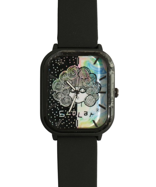 ScoLar（スカラー）の「SJ-019：スクエアラバーウォッチ（アナログ腕時計・レディース・ブラック/オフホワイト・FREE）」の6枚目の写真