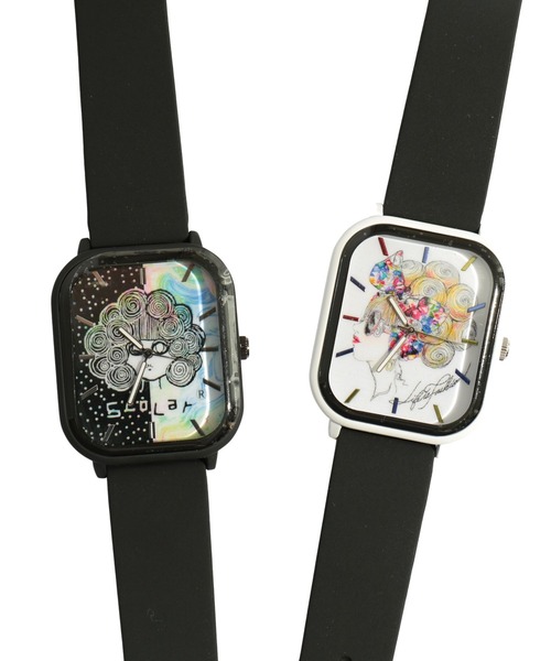 ScoLar（スカラー）の「SJ-019：スクエアラバーウォッチ（アナログ腕時計・レディース・ブラック/オフホワイト・FREE）」の11枚目の写真