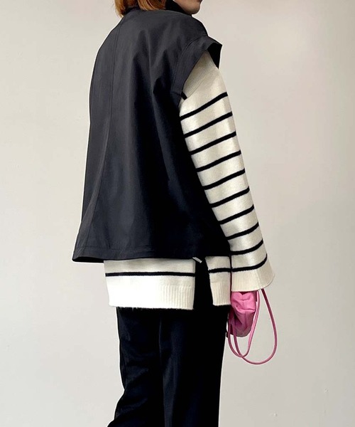 STYLEBLOCK（スタイルブロック）の「ベネシャンノースリーブブルゾン（ミリタリージャケット・レディース・ベージュ/カーキ/ブラック/アイボリー・FREE）」の12枚目の写真