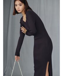 ケーブルタイトニットワンピース