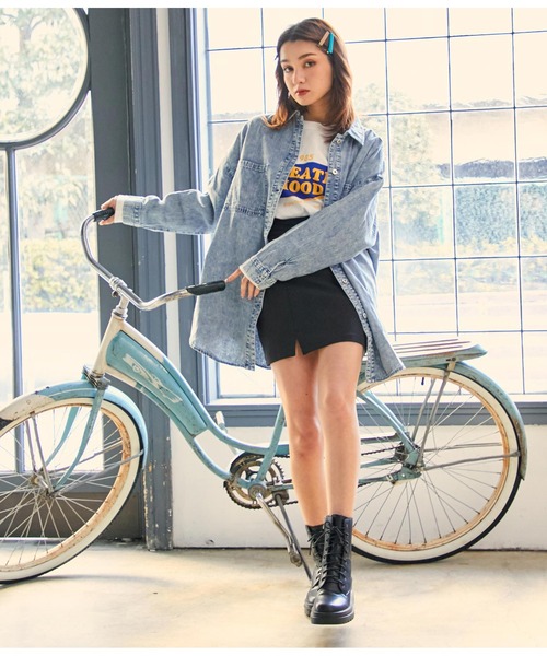 ANAP（アナップ）の「フロントスリットミニスカート（スカート・レディース・ベージュ/ブルー/ブラック・FREE）」の5枚目の写真