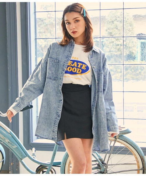 ANAP（アナップ）の「フロントスリットミニスカート（スカート・レディース・ベージュ/ブルー/ブラック・FREE）」の4枚目の写真