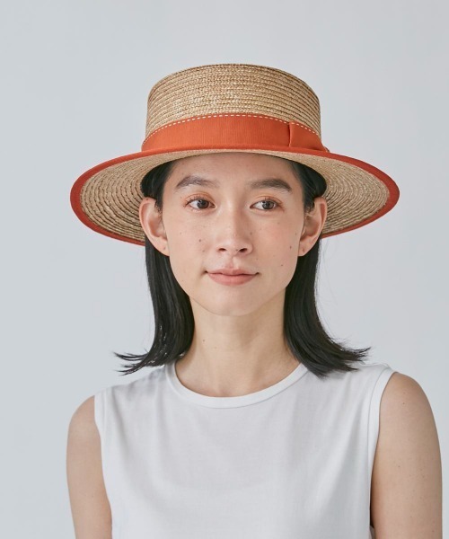 OVERRIDE（オーバーライド）の「OVERRIDE  STRAW BOATER（ハット・レディース・ブラック/オレンジ・M/57.5cm）」の9枚目の写真