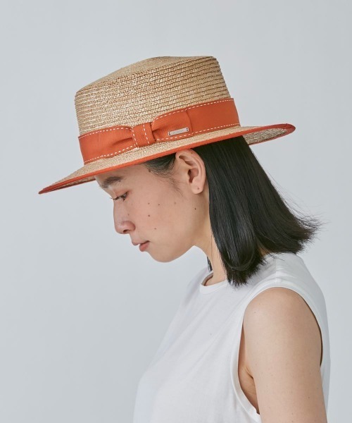 OVERRIDE（オーバーライド）の「OVERRIDE  STRAW BOATER（ハット・レディース・ブラック/オレンジ・M/57.5cm）」の7枚目の写真