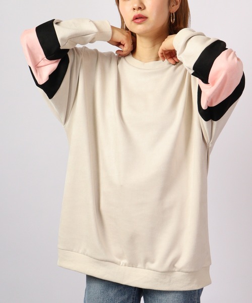ATELANE(アテレーン)の「ATELANE スウェードポンチパネル切替クルーネック 長袖(Tシャツ/カットソー・メンズ・ブラック/ブラック系その他/ベージュ/アイボリー系/アイボリー・M/L)」の5枚目の写真