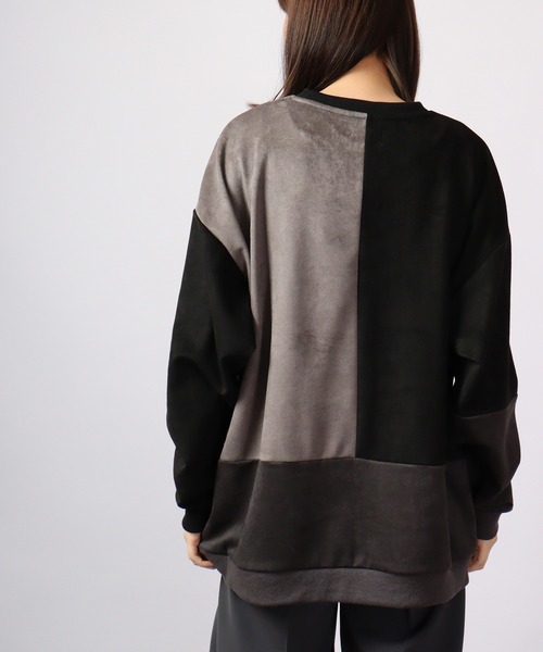 ATELANE(アテレーン)の「ATELANE スウェードポンチパネル切替クルーネック 長袖(Tシャツ/カットソー・メンズ・ブラック/ブラック系その他/ベージュ/アイボリー系/アイボリー・M/L)」の8枚目の写真