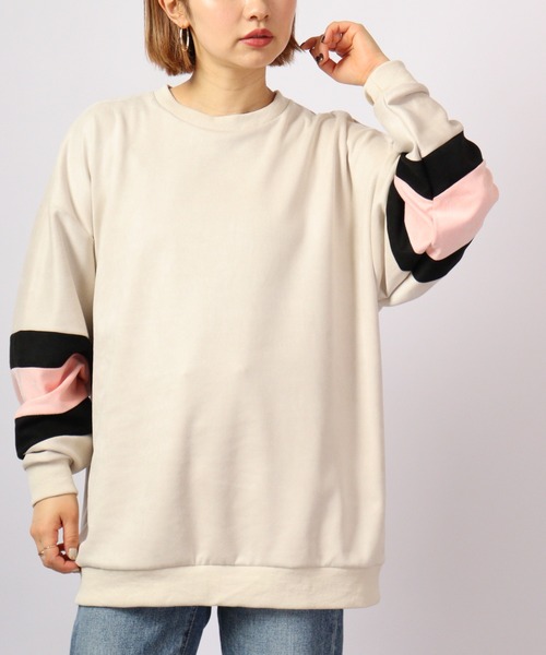 ATELANE(アテレーン)の「ATELANE スウェードポンチパネル切替クルーネック 長袖(Tシャツ/カットソー・メンズ・ブラック/ブラック系その他/ベージュ/アイボリー系/アイボリー・M/L)」の12枚目の写真