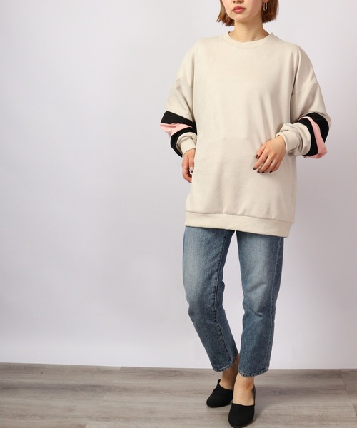 ATELANE(アテレーン)の「ATELANE スウェードポンチパネル切替クルーネック 長袖(Tシャツ/カットソー・メンズ・ブラック/ブラック系その他/ベージュ/アイボリー系/アイボリー・M/L)」の15枚目の写真