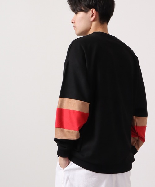 ATELANE(アテレーン)の「ATELANE スウェードポンチパネル切替クルーネック 長袖(Tシャツ/カットソー・メンズ・ブラック/ブラック系その他/ベージュ/アイボリー系/アイボリー・M/L)」の21枚目の写真