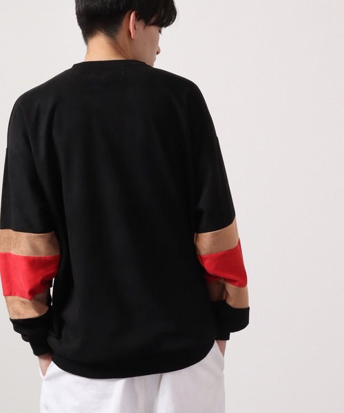 ATELANE(アテレーン)の「ATELANE スウェードポンチパネル切替クルーネック 長袖(Tシャツ/カットソー・メンズ・ブラック/ブラック系その他/ベージュ/アイボリー系/アイボリー・M/L)」の22枚目の写真