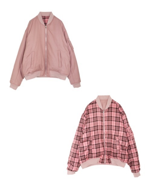 AMAIL オーバーサイズ ピンクチェックジャケット AMAIL（アマイル）の「2face check ブルゾン（ブルゾン）」 - WEAR