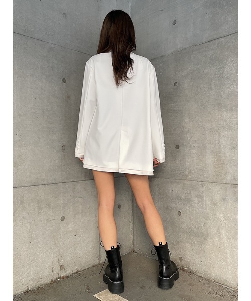 ENVYM（アンビー）の「オーバーテーラードJK（テーラードジャケット・レディース・ブラック/ホワイト・FREE）」の5枚目の写真