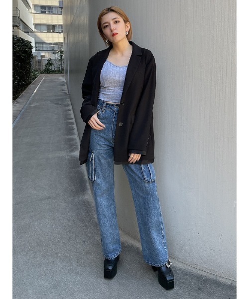 ENVYM（アンビー）の「オーバーテーラードJK（テーラードジャケット・レディース・ブラック/ホワイト・FREE）」の11枚目の写真