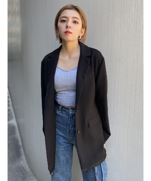 ENVYM（アンビー）の「オーバーテーラードJK（テーラードジャケット・レディース・ブラック/ホワイト・FREE）」の3枚目の写真