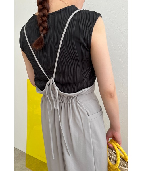 palm RICHE(ポームリシュ)の「なみなみ柄ノースリーブトップス(タンクトップ・レディース・ブラック/チャコールグレー/オフホワイト・M)」の22枚目の写真