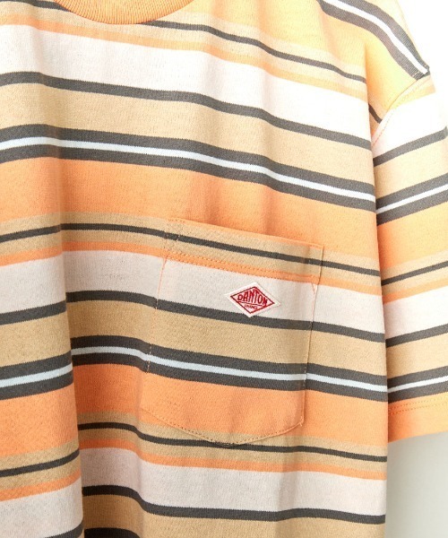 DANTON（ダントン）の「[DANTON/ダントン] ワンポイントロゴ ボーダーポケットTシャツ（Tシャツ/カットソー・レディース・ベージュ/ネイビー/ブラック/レッド・XS/M/S）」の7枚目の写真