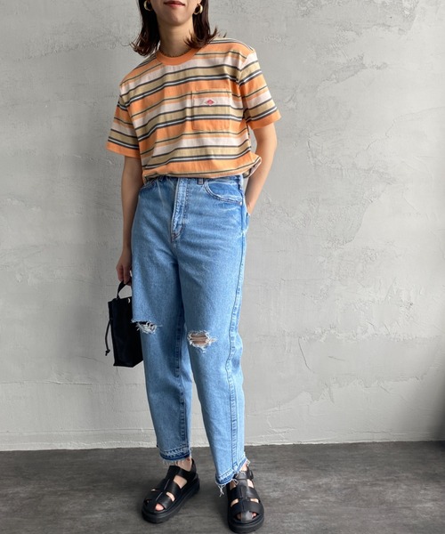 DANTON（ダントン）の「[DANTON/ダントン] ワンポイントロゴ ボーダーポケットTシャツ（Tシャツ/カットソー・レディース・ベージュ/ネイビー/ブラック/レッド・XS/M/S）」の19枚目の写真