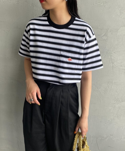 DANTON（ダントン）の「[DANTON/ダントン] ワンポイントロゴ ボーダーポケットTシャツ（Tシャツ/カットソー・レディース・ベージュ/ネイビー/ブラック/レッド・XS/M/S）」の16枚目の写真