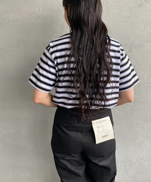 DANTON（ダントン）の「[DANTON/ダントン] ワンポイントロゴ ボーダーポケットTシャツ（Tシャツ/カットソー・レディース・ベージュ/ネイビー/ブラック/レッド・XS/M/S）」の22枚目の写真