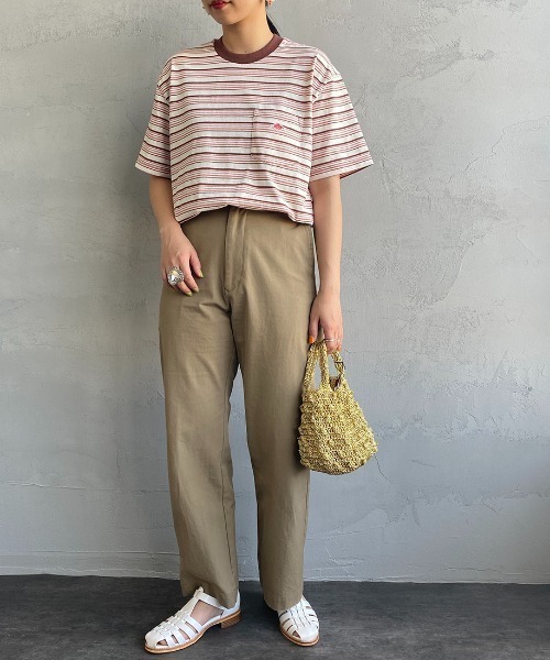 DANTON（ダントン）の「[DANTON/ダントン] ワンポイントロゴ ボーダーポケットTシャツ（Tシャツ/カットソー・レディース・ベージュ/ネイビー/ブラック/レッド・XS/M/S）」の17枚目の写真