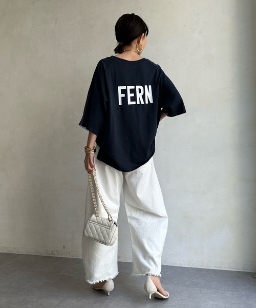 DouDou（ドゥドゥ）の「【WEB限定】袖チュール前後2WAYロゴTEE（Tシャツ/カットソー・レディース・オフホワイト/グリーン/ネイビー・FREE）」の12枚目の写真