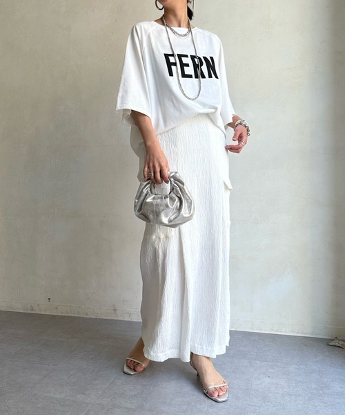 DouDou（ドゥドゥ）の「【WEB限定】袖チュール前後2WAYロゴTEE（Tシャツ/カットソー・レディース・オフホワイト/グリーン/ネイビー・FREE）」の21枚目の写真