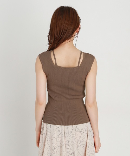 mysty woman（ミスティウーマン）の「ストリング前後2WAYリブニットタンク 197417（ニット/セーター・レディース・オフホワイト/オレンジ系その他/グレイッシュブルー/モカ/ブラック/イエロー/グリーン/ライトグリーン/グリーン系その他/ピンク・FREE）」の17枚目の写真