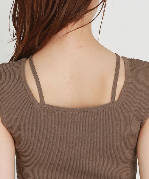 mysty woman（ミスティウーマン）の「ストリング前後2WAYリブニットタンク 197417（ニット/セーター・レディース・オフホワイト/オレンジ系その他/グレイッシュブルー/モカ/ブラック/イエロー/グリーン/ライトグリーン/グリーン系その他/ピンク・FREE）」の19枚目の写真
