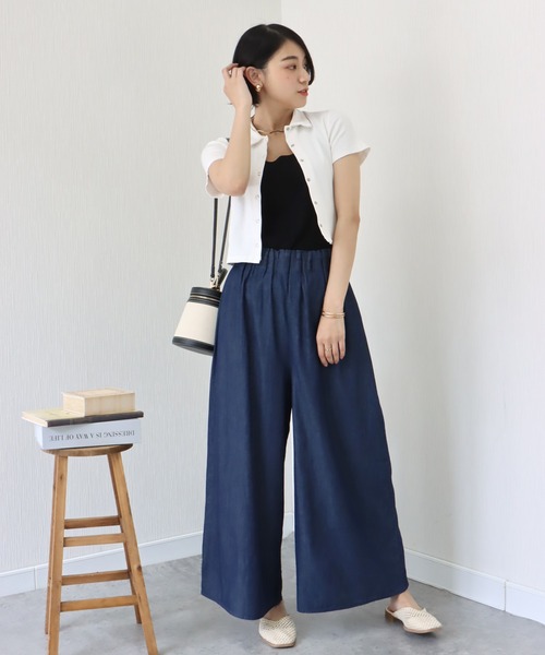 libelle more（リベル モア）の「《洗える》薄手デニム　ラッピングワイドパンツ（デニムパンツ・レディース・ブルー/サックスブルー/インディゴブルー・M/L）」の5枚目の写真