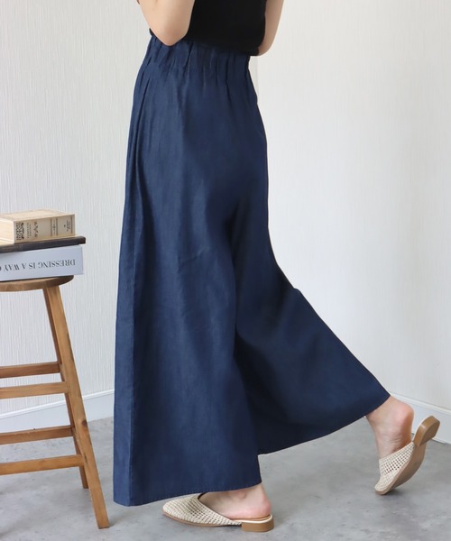 libelle more（リベル モア）の「《洗える》薄手デニム　ラッピングワイドパンツ（デニムパンツ・レディース・ブルー/サックスブルー/インディゴブルー・M/L）」の9枚目の写真