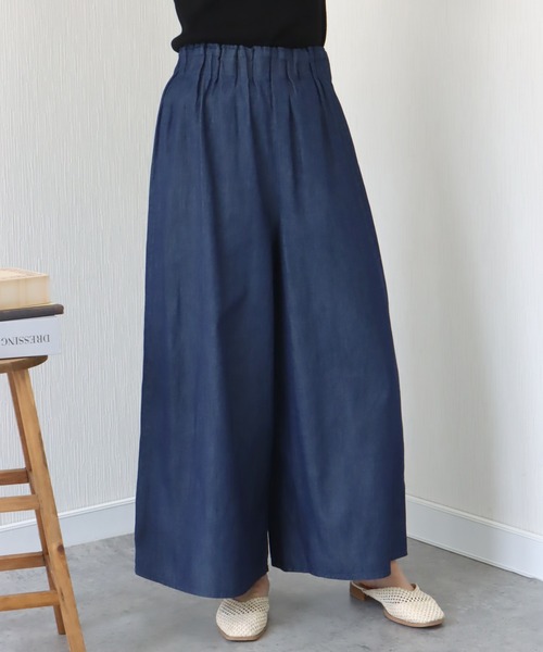 libelle more（リベル モア）の「《洗える》薄手デニム　ラッピングワイドパンツ（デニムパンツ・レディース・ブルー/サックスブルー/インディゴブルー・M/L）」の12枚目の写真