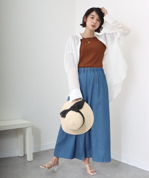 libelle more（リベル モア）の「《洗える》薄手デニム　ラッピングワイドパンツ（デニムパンツ・レディース・ブルー/サックスブルー/インディゴブルー・M/L）」の14枚目の写真