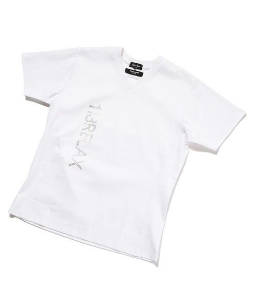 MEN'S BIGI（メンズビギ）の「【1PIU1UGUALE3 RELAX】シルケットポンチラインストーンロゴTシャツ（Tシャツ/カットソー・メンズ・ホワイト/ブラック・01/02/03）」の7枚目の写真