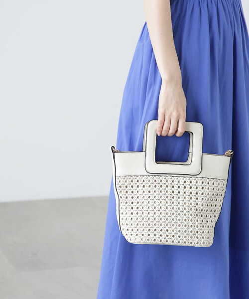 N.（N. Natural Beauty Basic）（エヌエヌナチュラルビューティーベーシック）の「スクエアハンドルメッシュトートバッグ（トートバッグ・レディース・ホワイト/イエロー・ﾌﾘ-）」の2枚目の写真