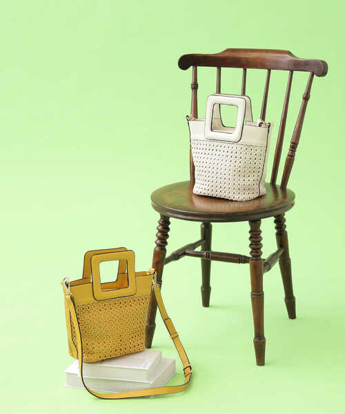 N.（N. Natural Beauty Basic）（エヌエヌナチュラルビューティーベーシック）の「スクエアハンドルメッシュトートバッグ（トートバッグ・レディース・ホワイト/イエロー・ﾌﾘ-）」の3枚目の写真