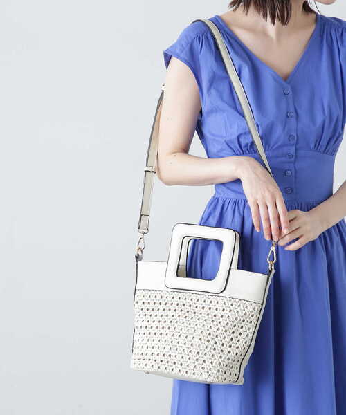 N.（N. Natural Beauty Basic）（エヌエヌナチュラルビューティーベーシック）の「スクエアハンドルメッシュトートバッグ（トートバッグ・レディース・ホワイト/イエロー・ﾌﾘ-）」の8枚目の写真